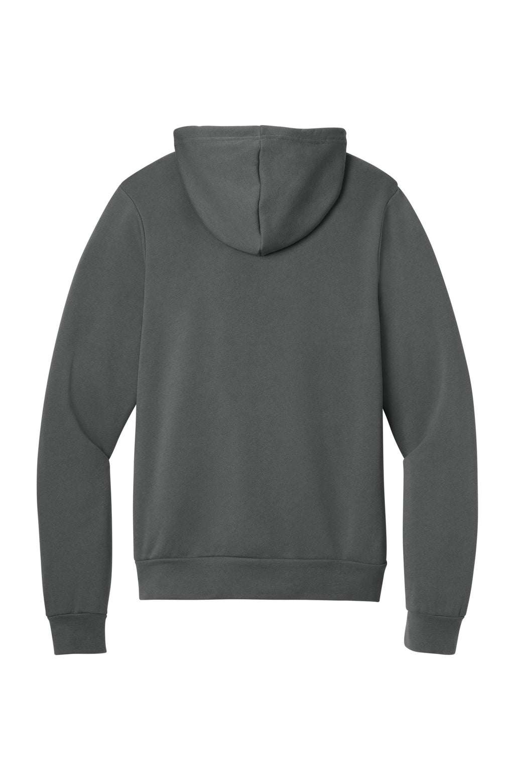 Rear View of Asphalt BELLA+CANVAS Unisex Sponge Fleece Pullover Hoodie. BC3719