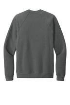 Rear View of Asphalt BELLA+CANVAS Unisex Sponge Fleece Raglan Sweatshirt. BC3901