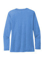 Rear View of Azure Blue Allmade Women's Tri-Blend Long Sleeve Tee AL6008
