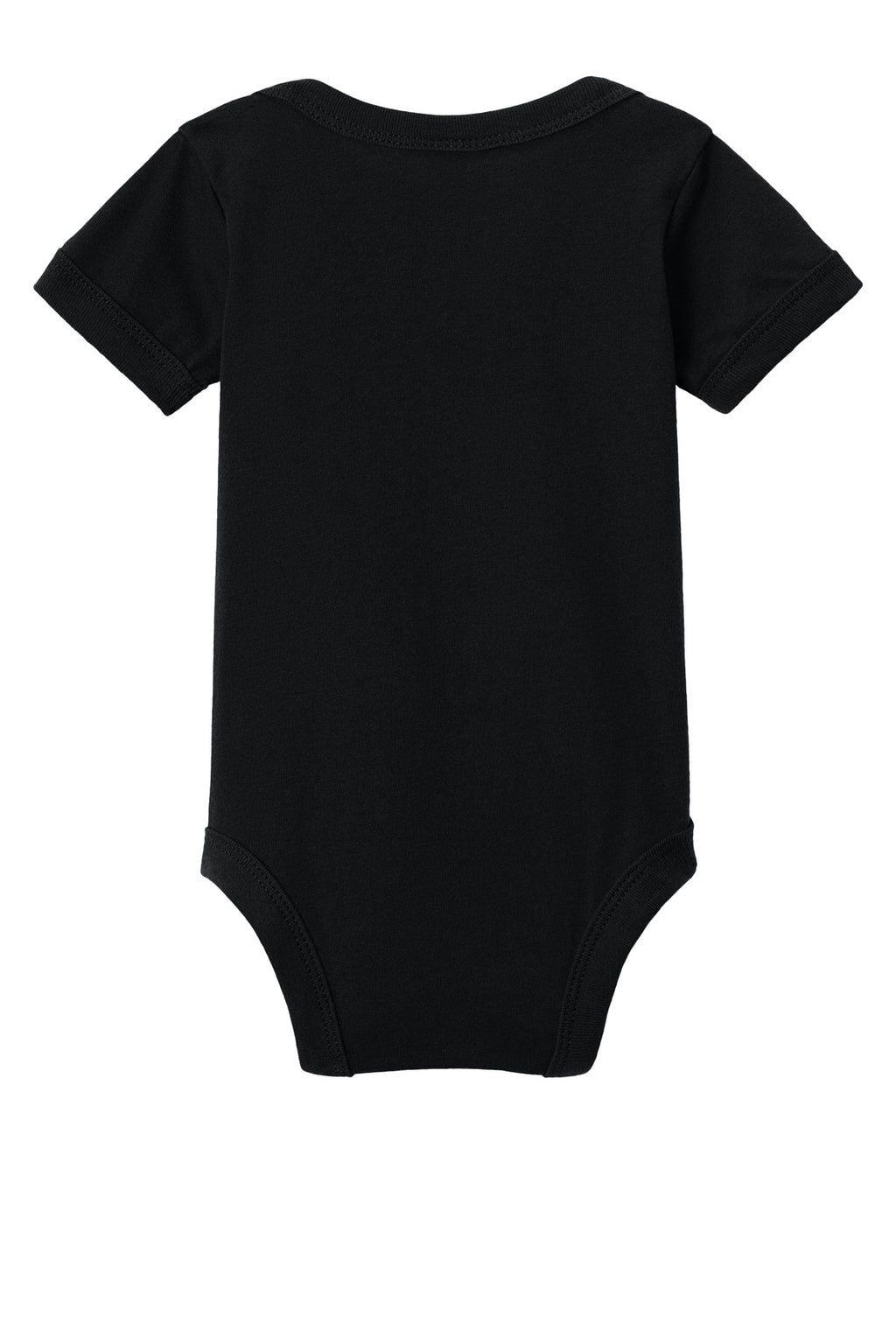 Rear View of Black BELLA+CANVAS Infant Jersey Short Sleeve One Piece BC100B