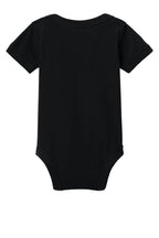 Rear View of Black BELLA+CANVAS Infant Jersey Short Sleeve One Piece BC100B