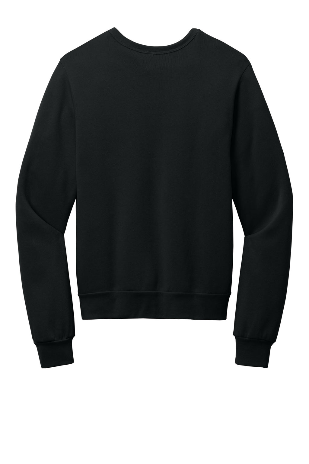Rear View of Black BELLA+CANVAS Unisex Sponge Fleece Classic Crewneck Sweatshirt BC3911