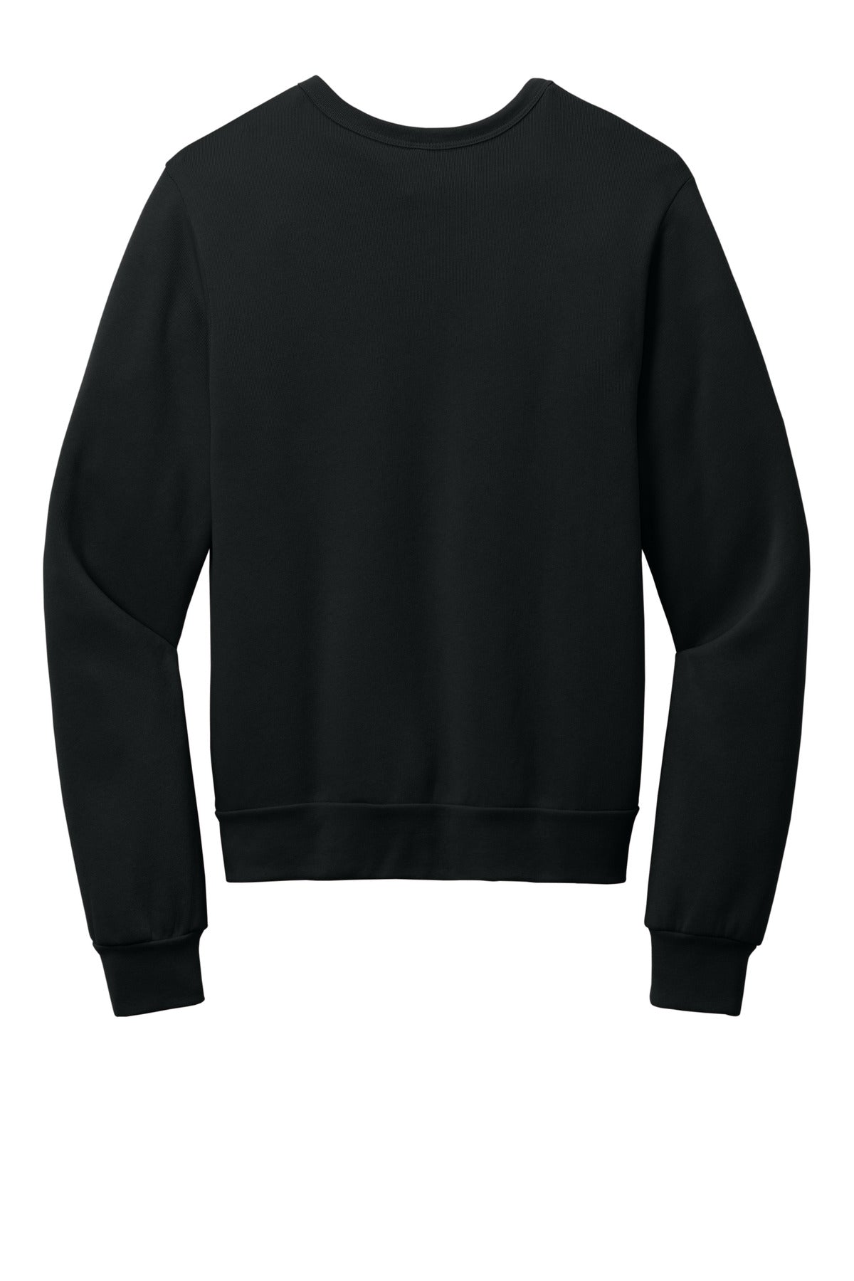 Rear View of Black BELLA+CANVAS Unisex Sponge Fleece Classic Crewneck Sweatshirt BC3911