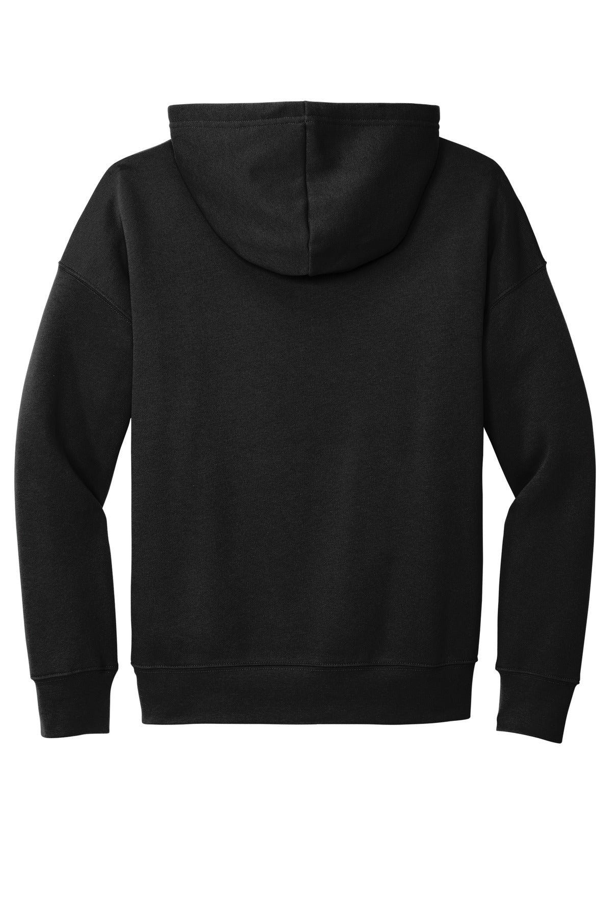 Rear View of Black BELLA+CANVAS Unisex Sponge Fleece Pullover DTM Hoodie. BC3729