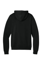 Rear View of Black BELLA+CANVAS Unisex Sponge Fleece Pullover Hoodie. BC3719