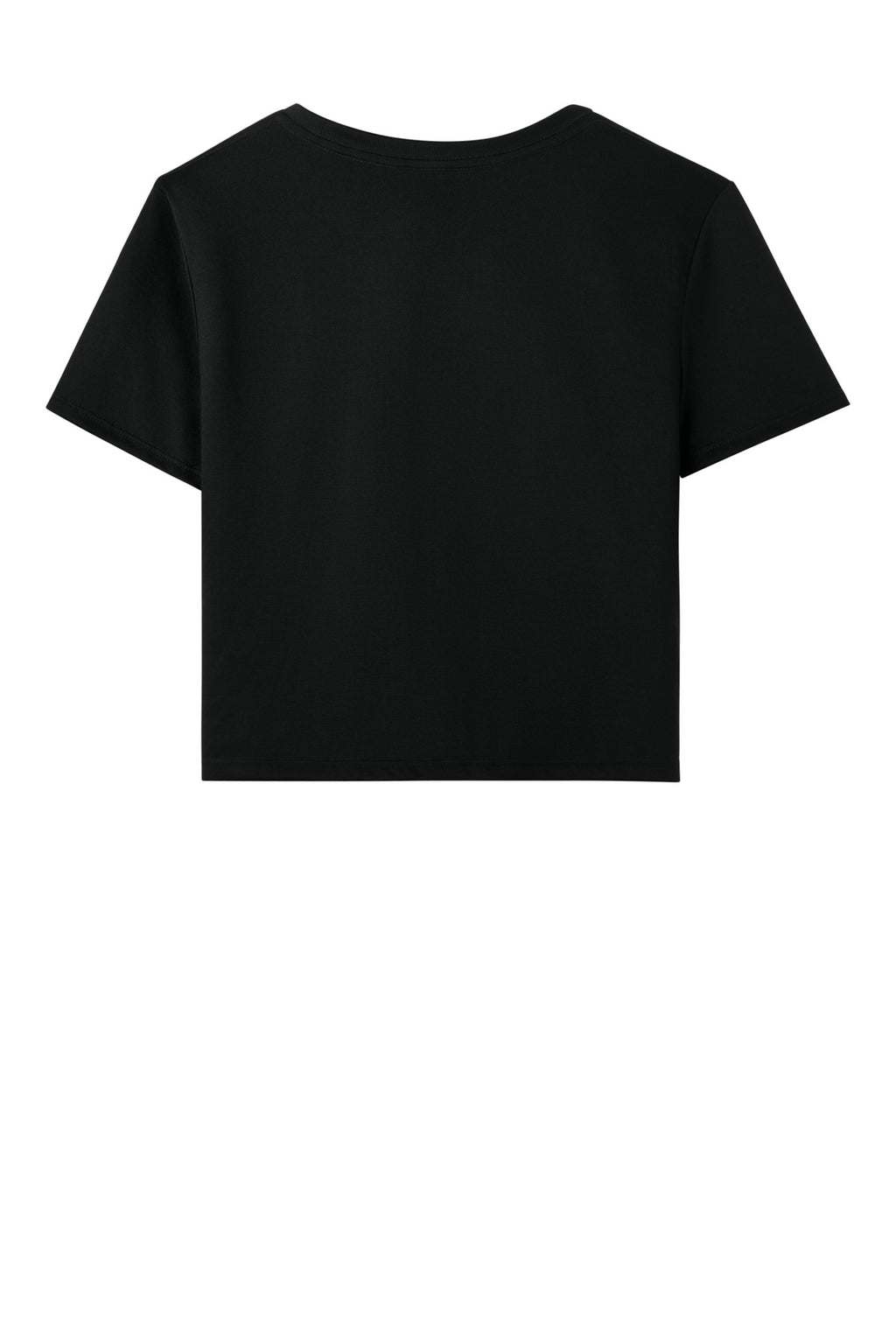 Rear View of Black BELLA+CANVAS Women's Flowy Cropped Tee BC8882