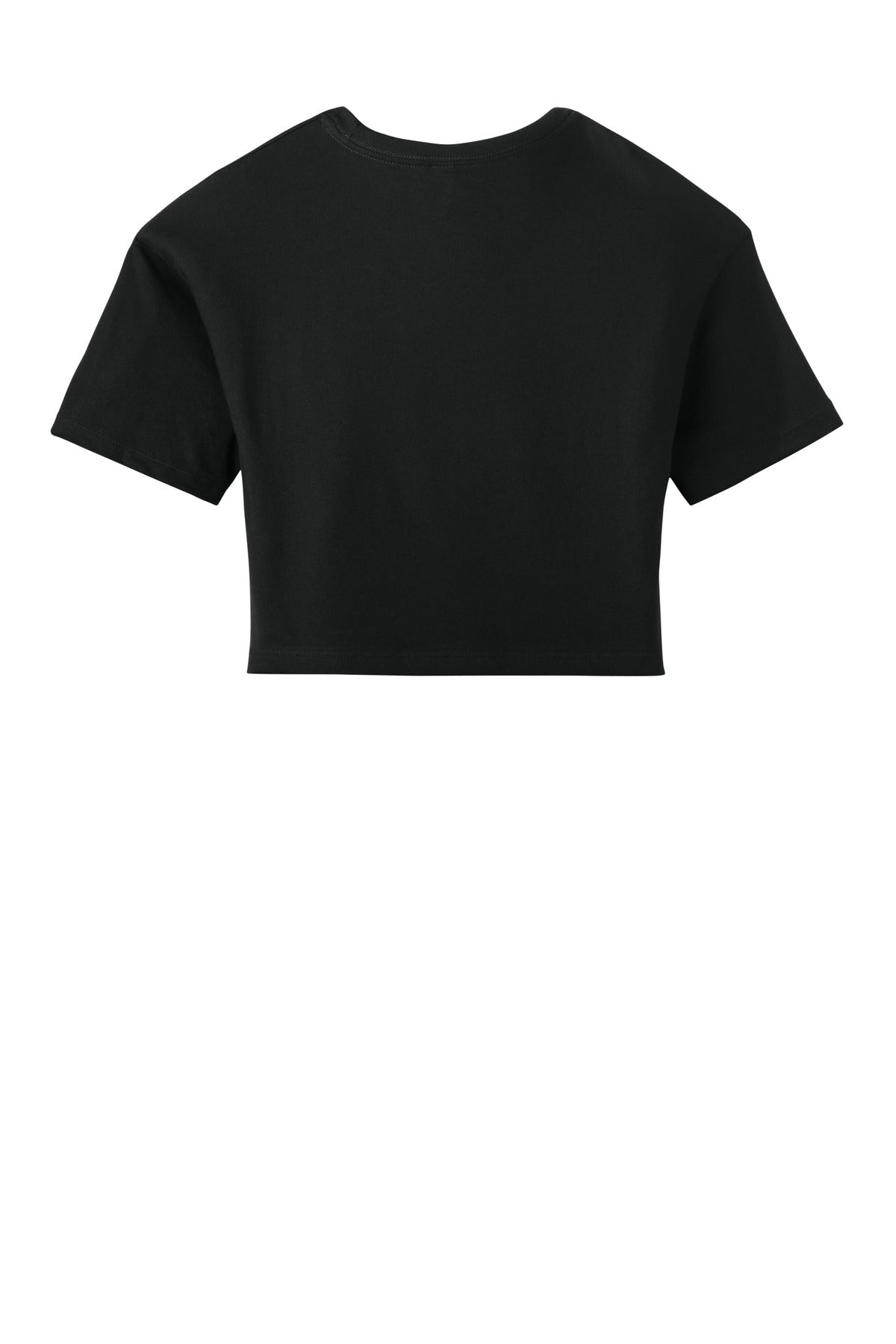 Rear View of Black BELLA+CANVAS Women's Jersey Crop Tee BC6482