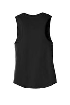 Rear View of Black BELLA+CANVAS Women's Jersey Muscle Tank. BC6003