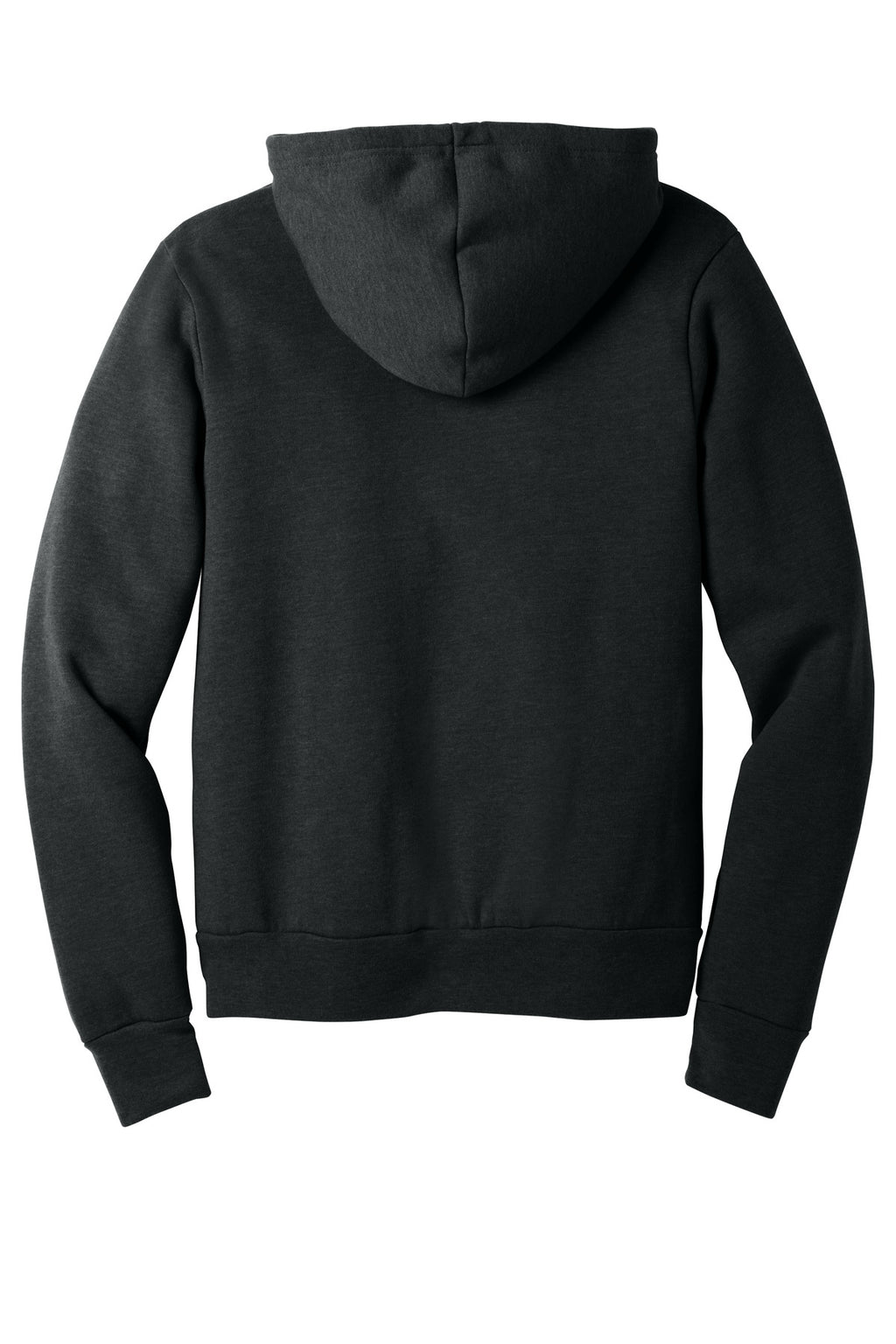 Rear View of Black Ht BELLA+CANVAS Unisex Sponge Fleece Pullover Hoodie. BC3719
