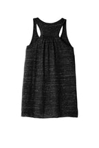 Rear View of Black Marble BELLA+CANVAS Women's Flowy Racerback Tank. BC8800