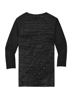 Rear View of Blck Marb/Blk BELLA+CANVAS Unisex 3/4-Sleeve Baseball Tee. BC3200