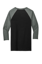 Rear View of Blck/Deep Ht BELLA+CANVAS Unisex 3/4-Sleeve Baseball Tee. BC3200