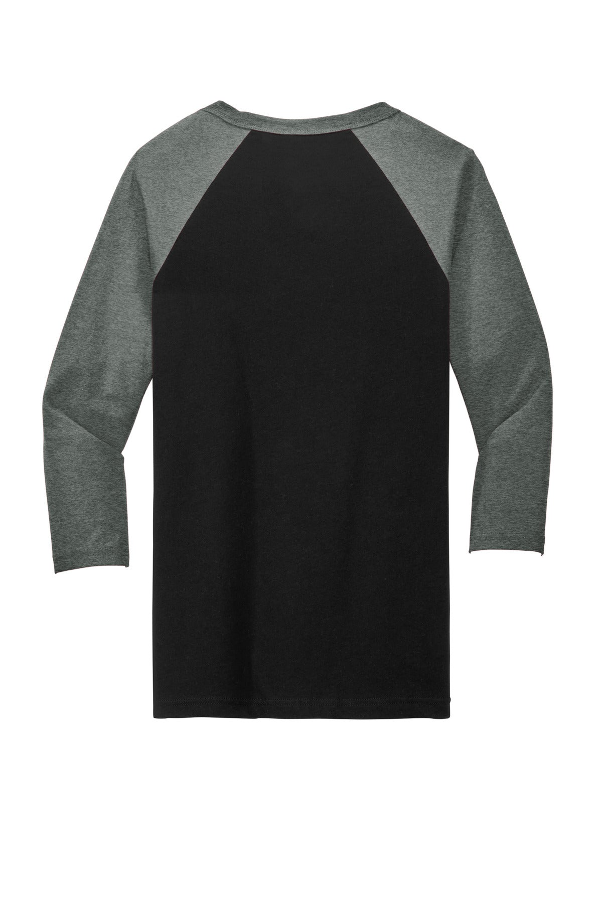 Rear View of Blck/Deep Ht BELLA+CANVAS Unisex 3/4-Sleeve Baseball Tee. BC3200