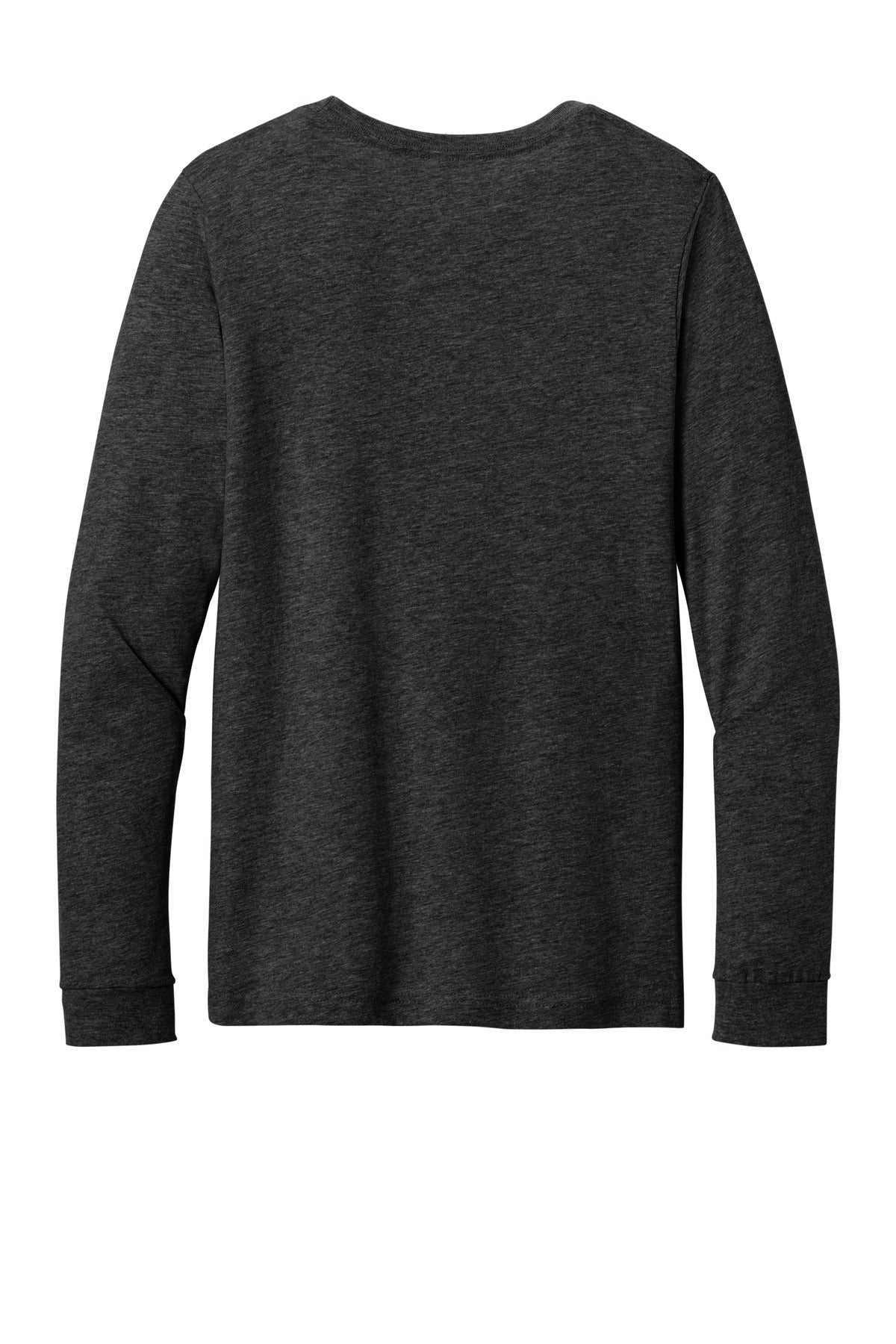 Rear View of BlkHthr BELLA+CANVAS Unisex Heather CVC Long Sleeve Tee BC3501CVC