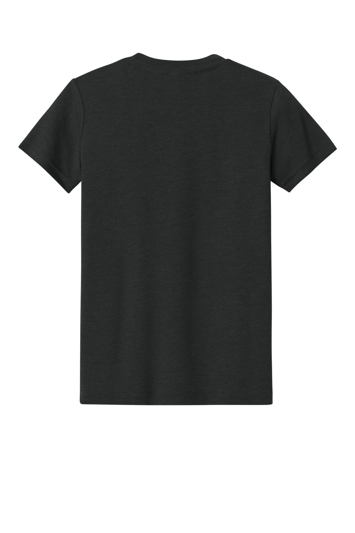 Rear View of BlkHthr BELLA+CANVAS Youth Heather CVC Tee BC3001YCVC