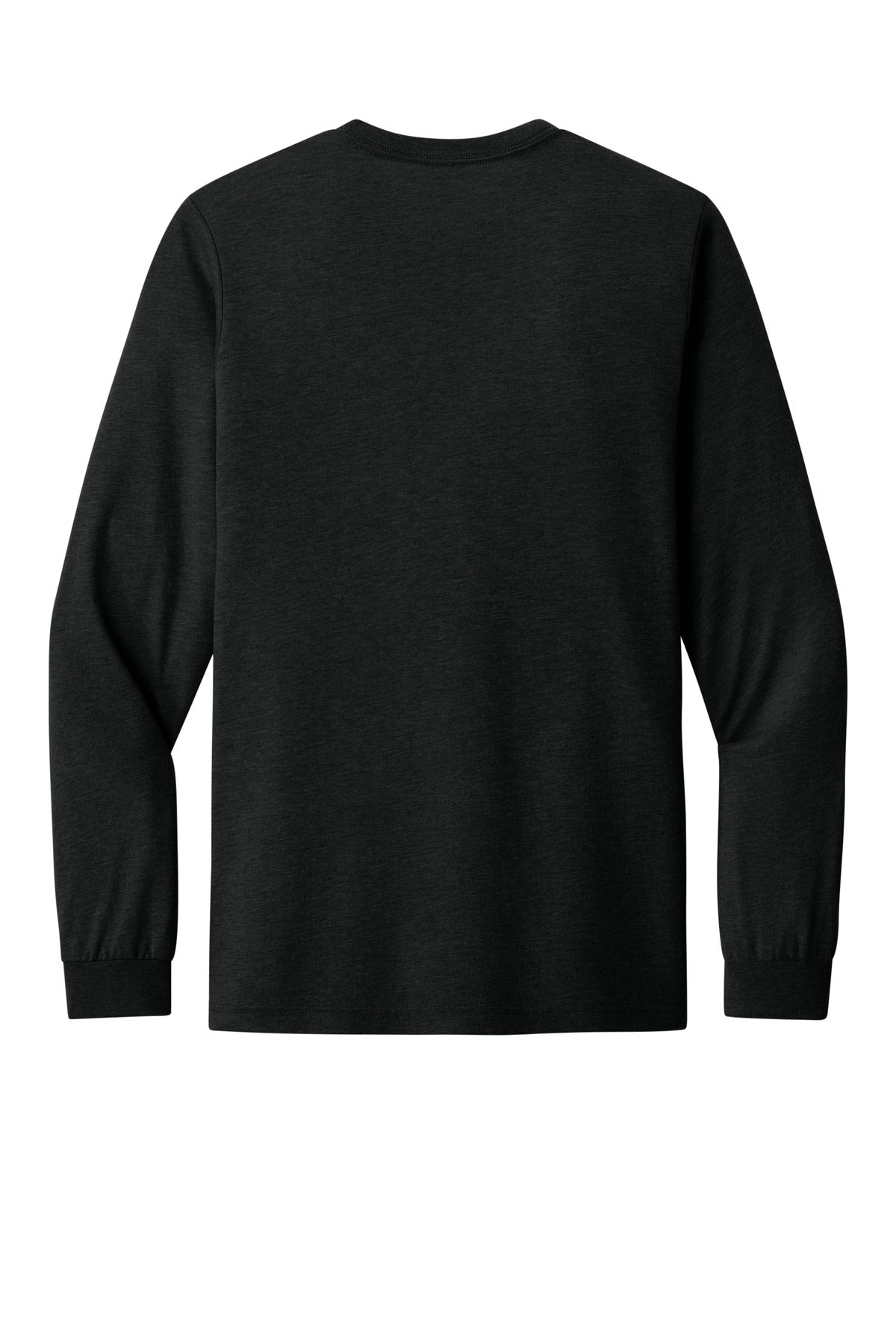 Rear View of BlkHthrTB BELLA+CANVAS Unisex Triblend Long Sleeve Tee BC3513