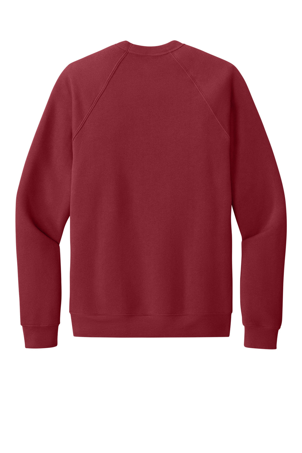 Rear View of Cardinal BELLA+CANVAS Unisex Sponge Fleece Raglan Sweatshirt. BC3901