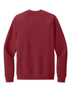 Rear View of Cardinal BELLA+CANVAS Unisex Sponge Fleece Raglan Sweatshirt. BC3901