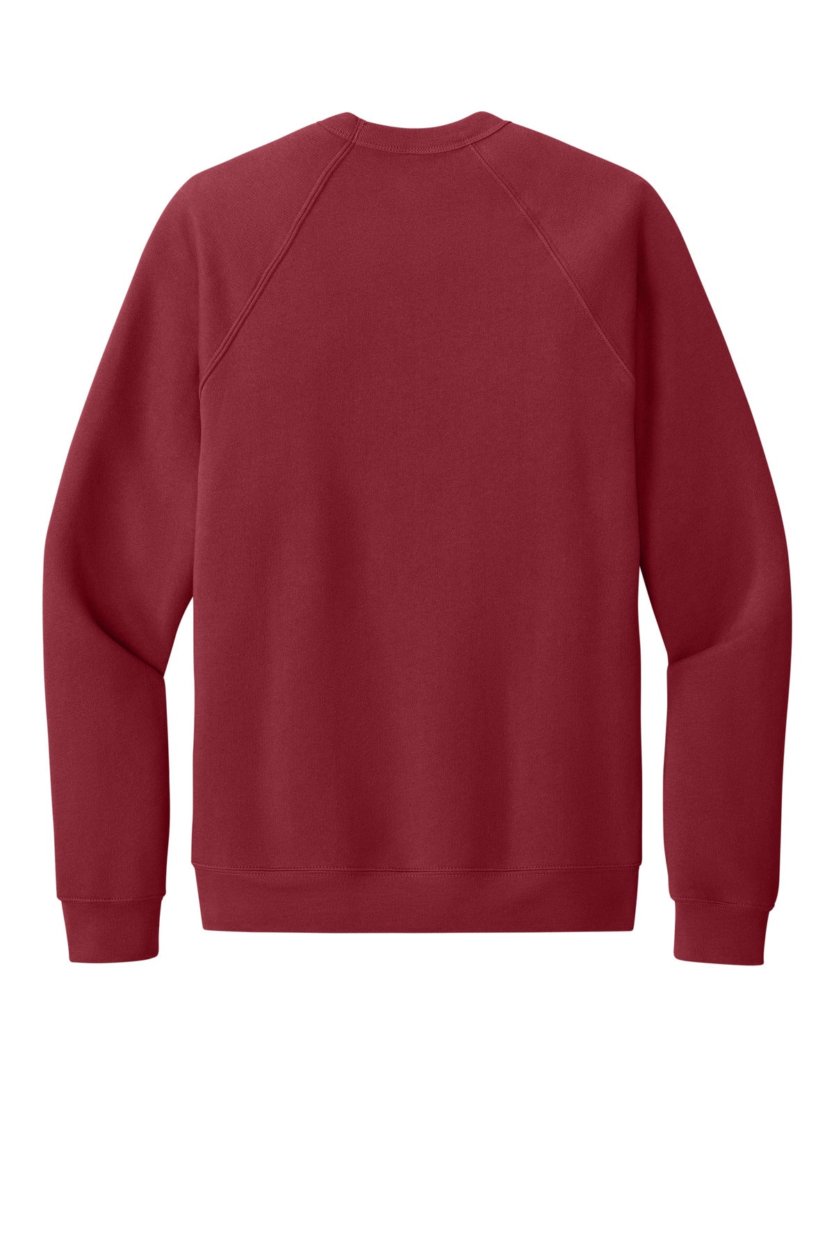 Rear View of Cardinal BELLA+CANVAS Unisex Sponge Fleece Raglan Sweatshirt. BC3901