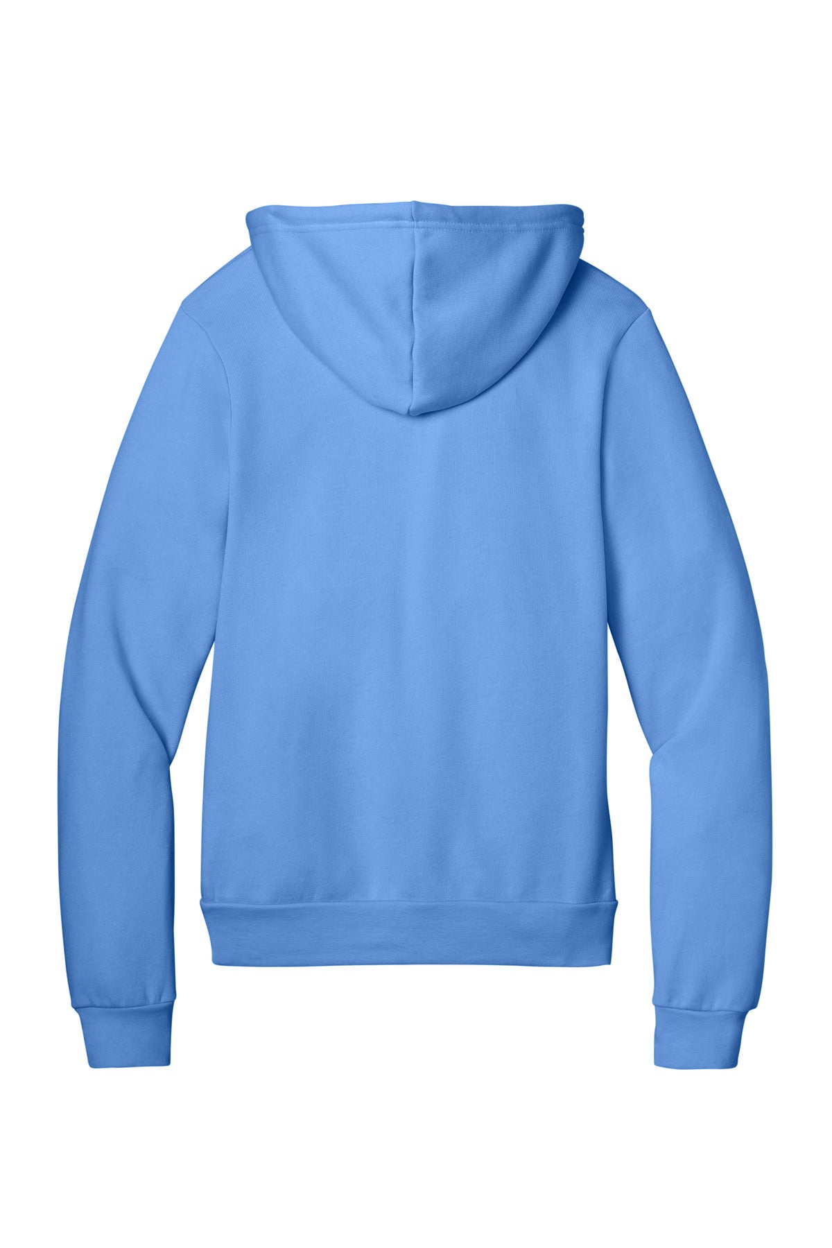 Rear View of CarolinaBl BELLA+CANVAS Unisex Sponge Fleece Pullover Hoodie. BC3719
