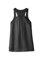 Rear View of Char Blk Slub BELLA+CANVAS Women's Flowy Racerback Tank. BC8800