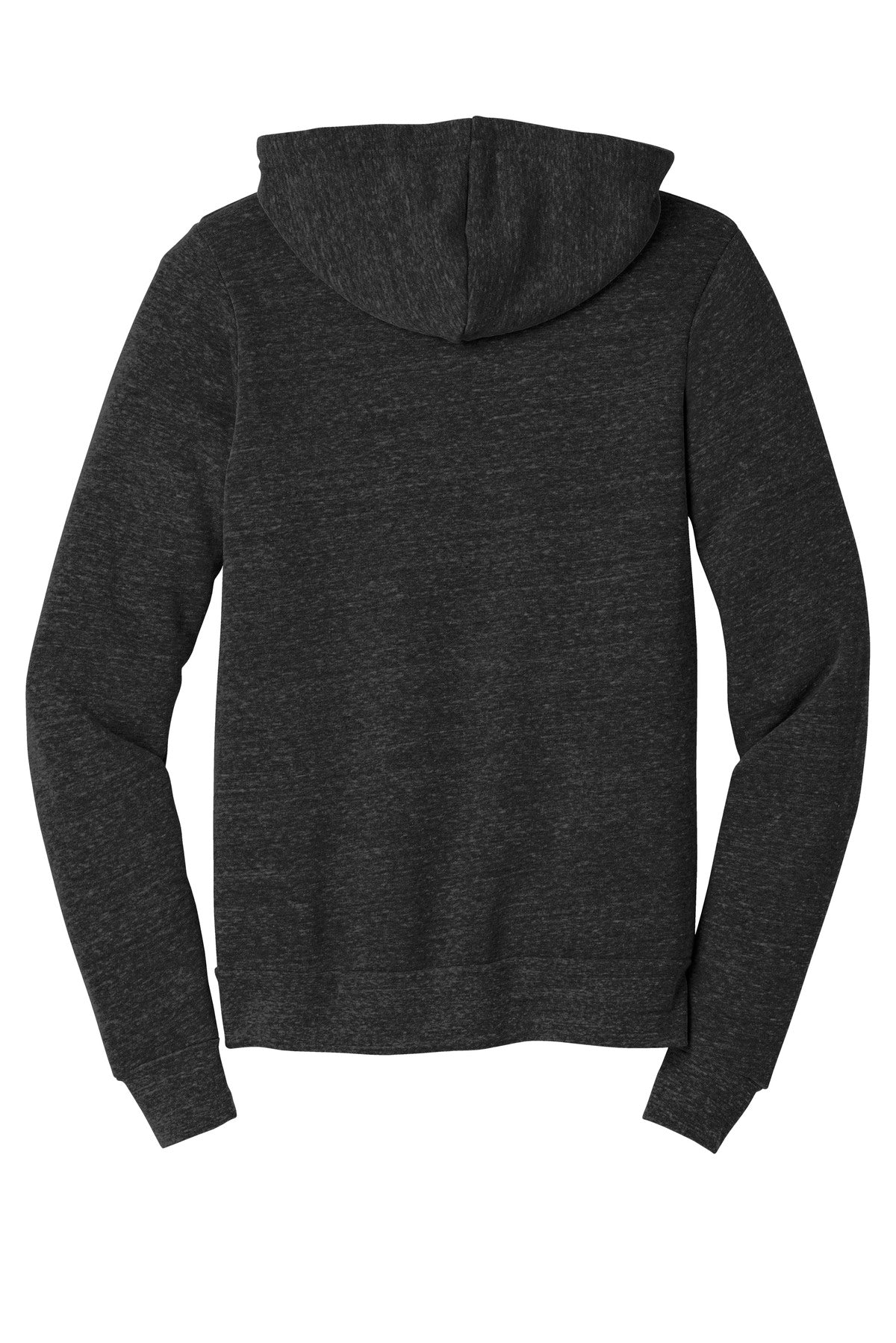Rear View of Char-Blk TB BELLA+CANVAS Unisex Triblend Sponge Fleece Full-Zip Hoodie. BC3909