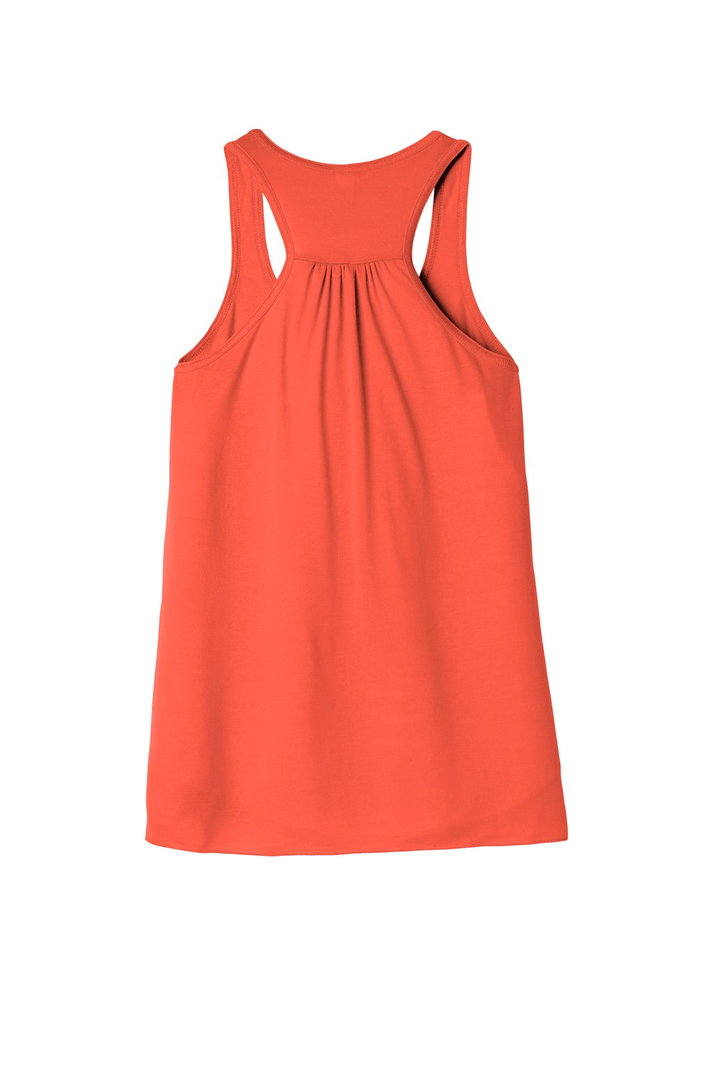 Rear View of Coral BELLA+CANVAS Women's Flowy Racerback Tank. BC8800
