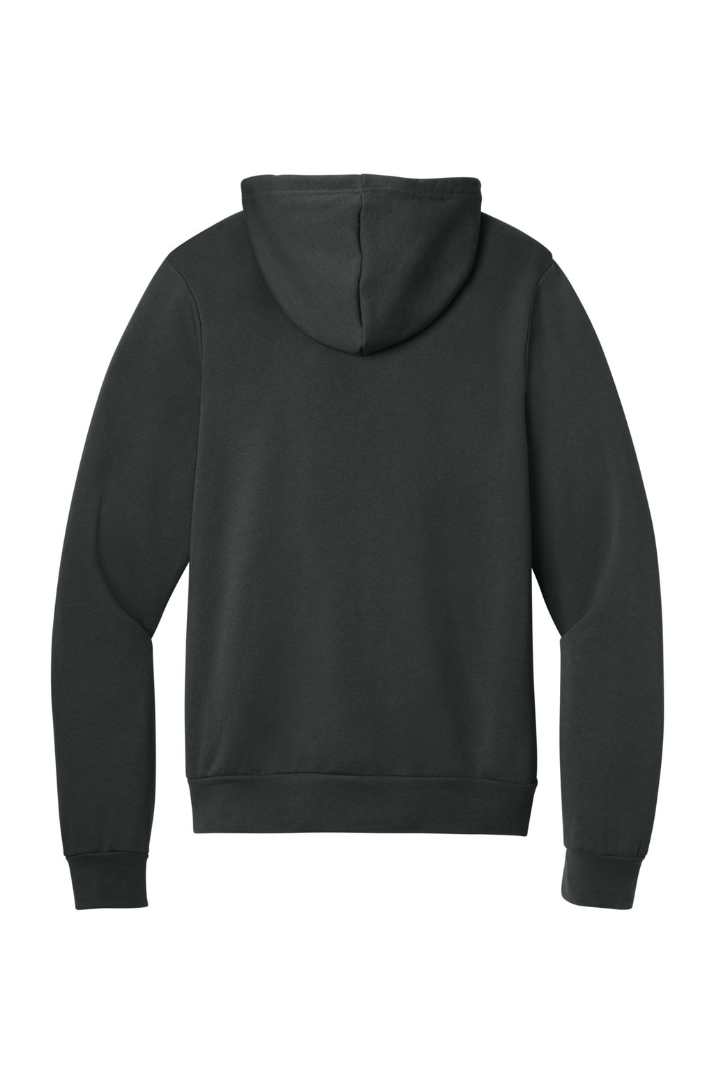 Rear View of Dark Grey BELLA+CANVAS Unisex Sponge Fleece Pullover Hoodie. BC3719