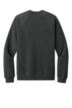 Rear View of Dark Grey Ht BELLA+CANVAS Unisex Sponge Fleece Raglan Sweatshirt. BC3901