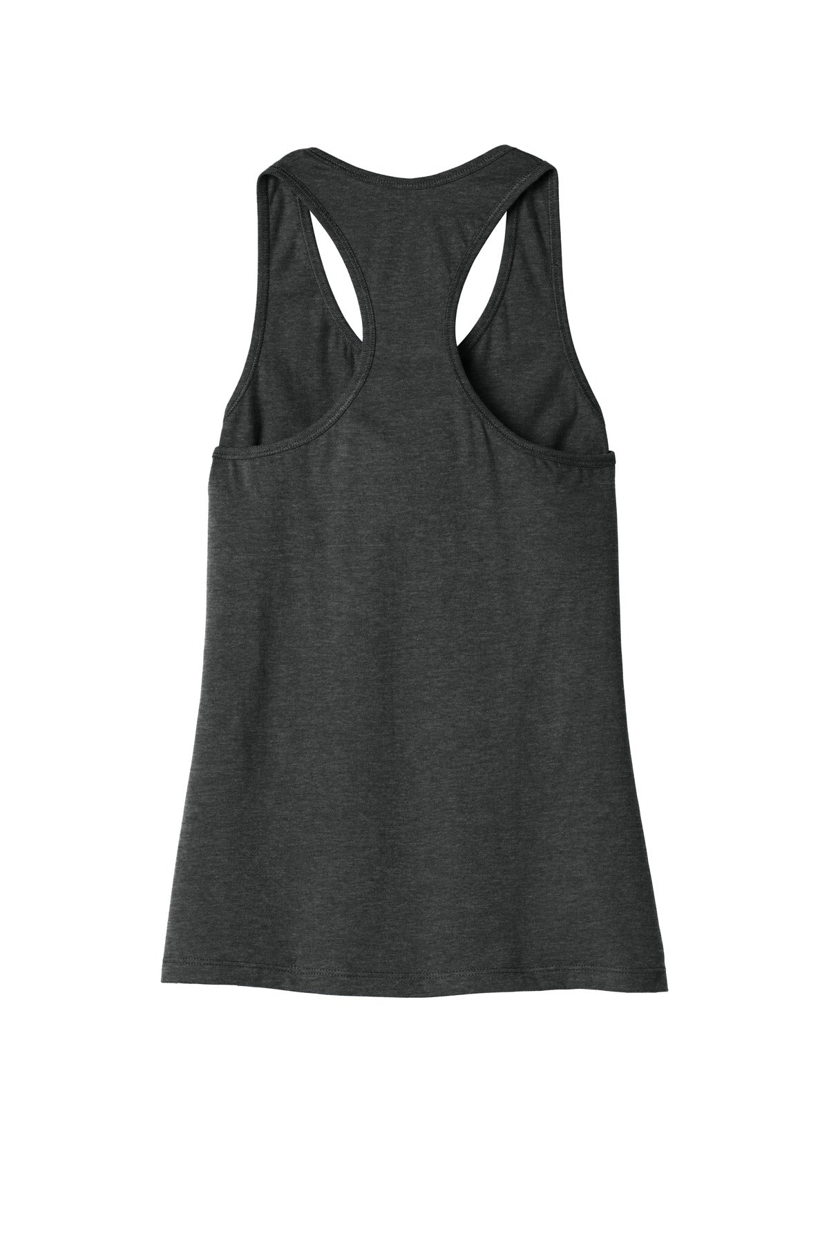 Rear View of Dark Grey Ht BELLA+CANVAS Women's Jersey Racerback Tank. BC6008