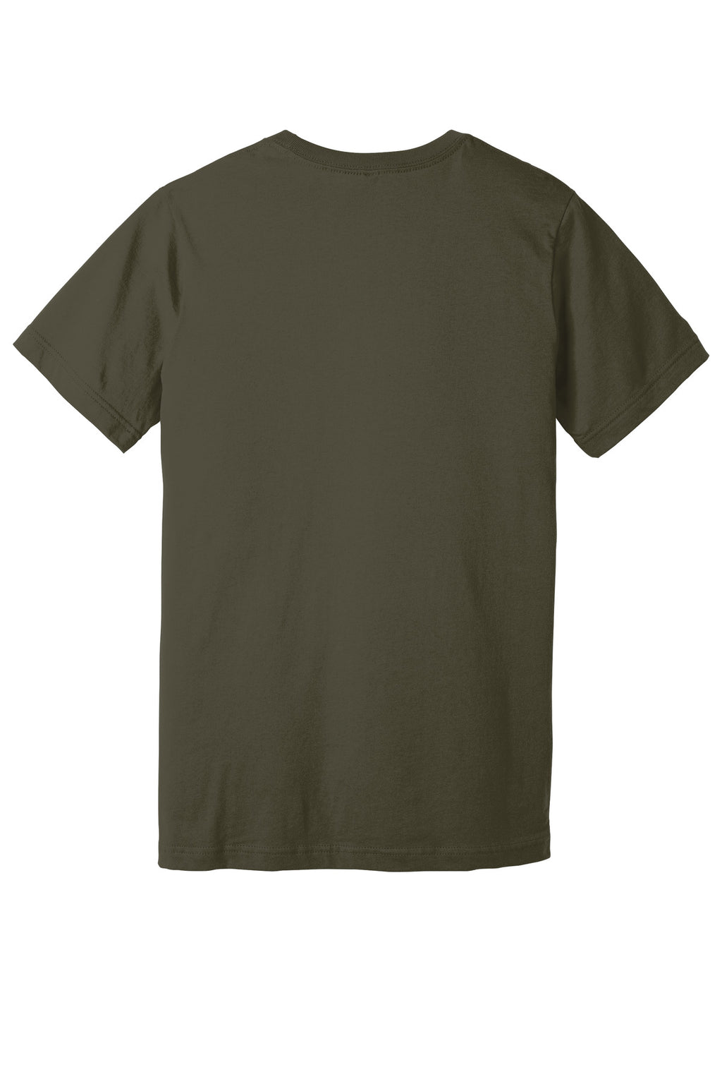 Rear View of Dark Olive BELLA+CANVAS Unisex Jersey Short Sleeve Tee. BC3001