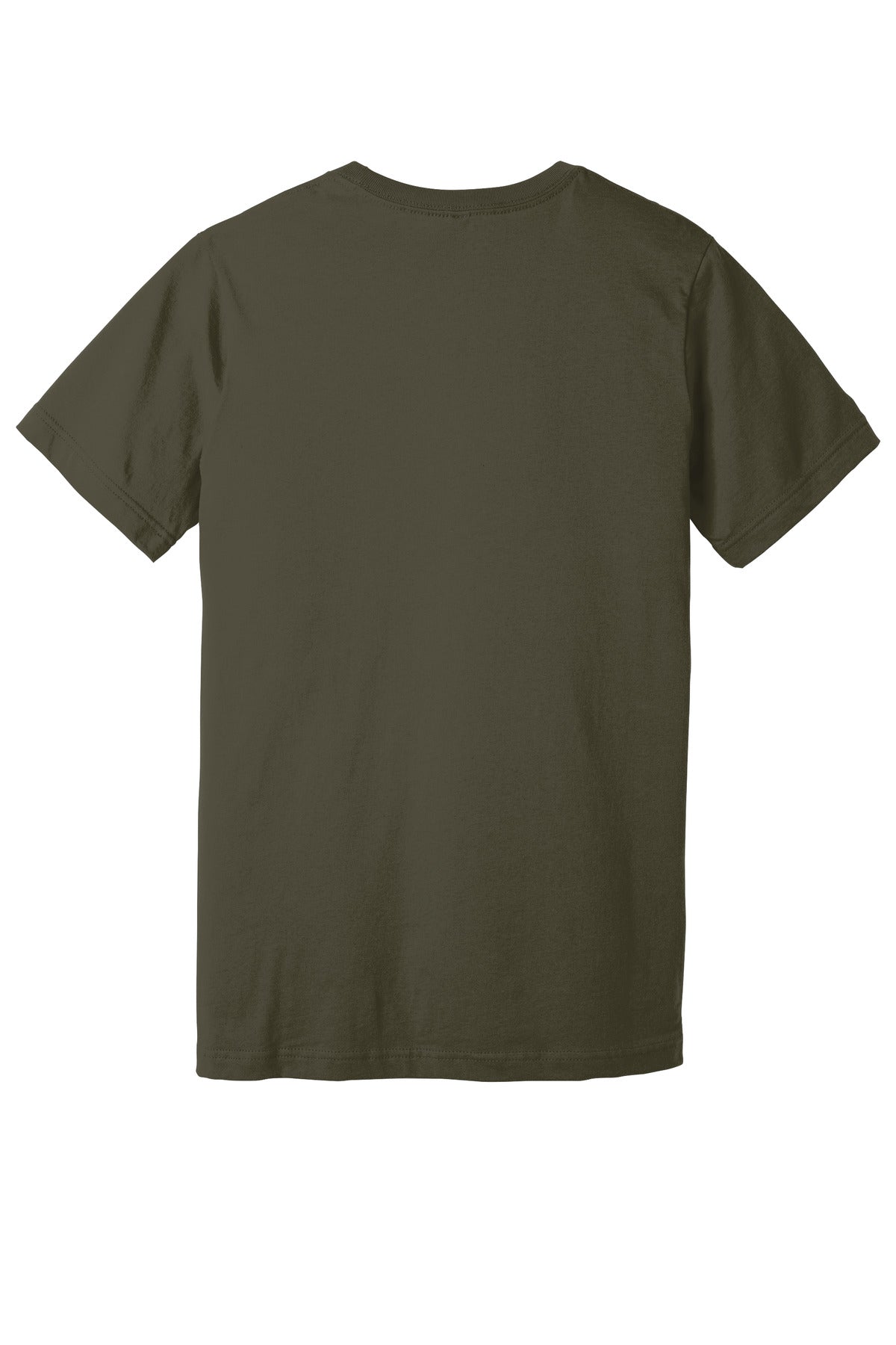 Rear View of Dark Olive BELLA+CANVAS Unisex Jersey Short Sleeve Tee. BC3001