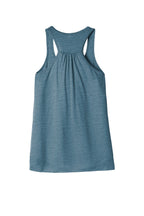 Rear View of Denim Slub BELLA+CANVAS Women's Flowy Racerback Tank. BC8800