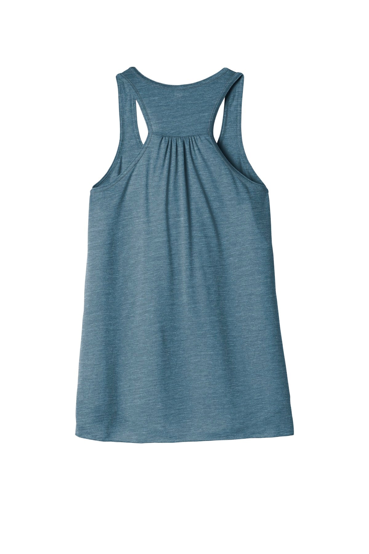 Rear View of Denim Slub BELLA+CANVAS Women's Flowy Racerback Tank. BC8800