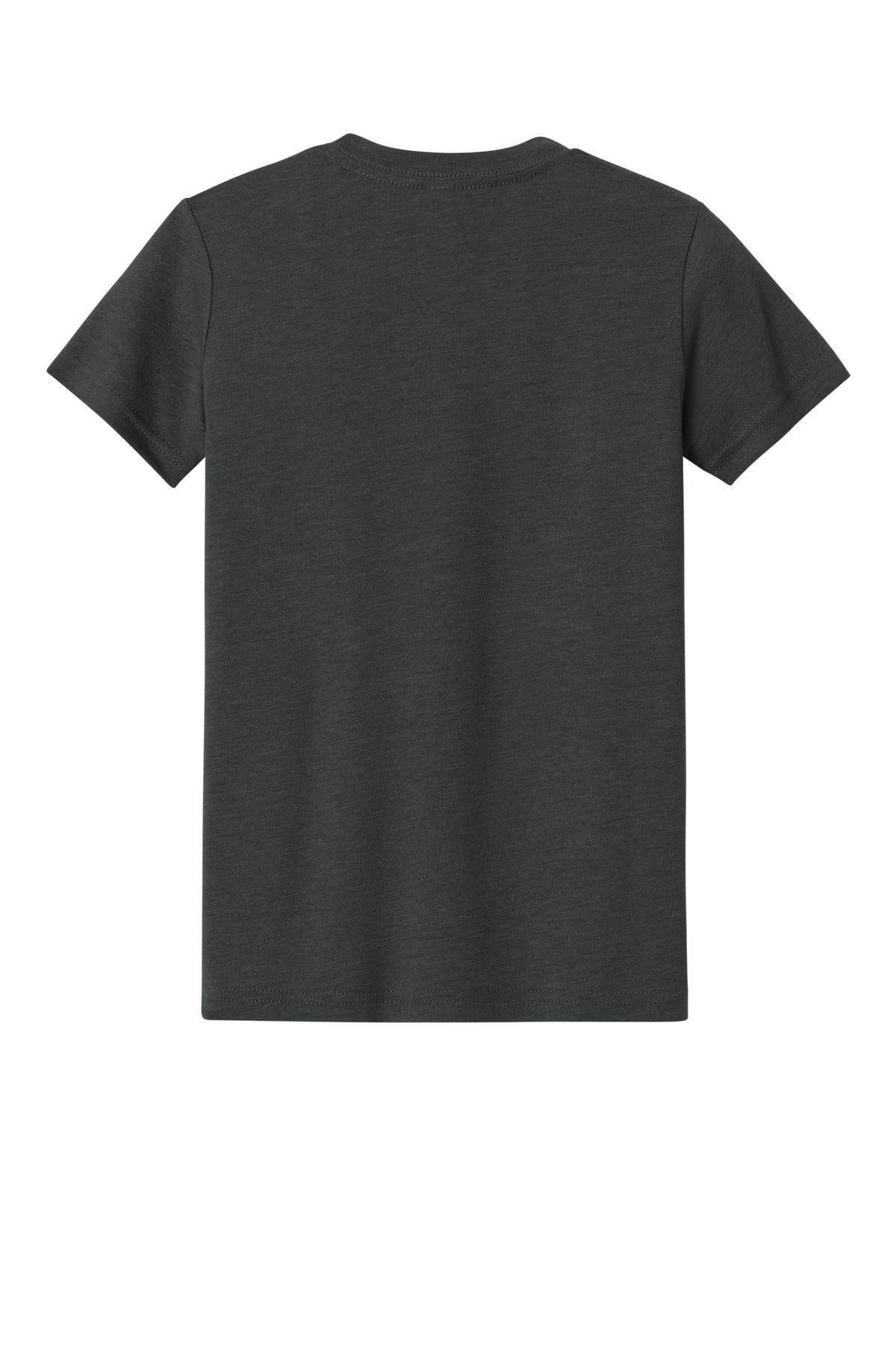 Rear View of DkGyHthr BELLA+CANVAS Youth Heather CVC Tee BC3001YCVC