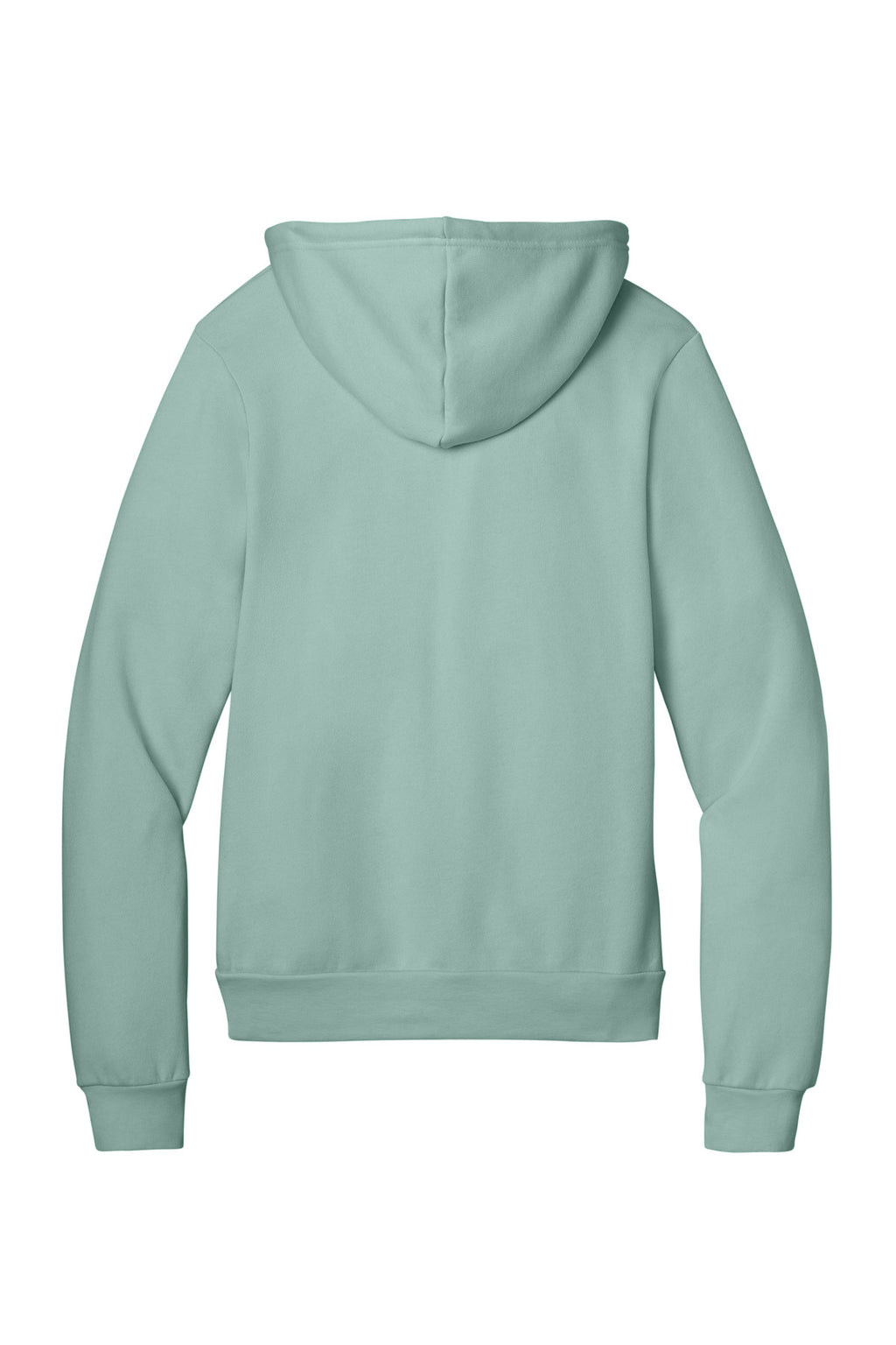 Rear View of DustyBlue BELLA+CANVAS Unisex Sponge Fleece Pullover Hoodie. BC3719