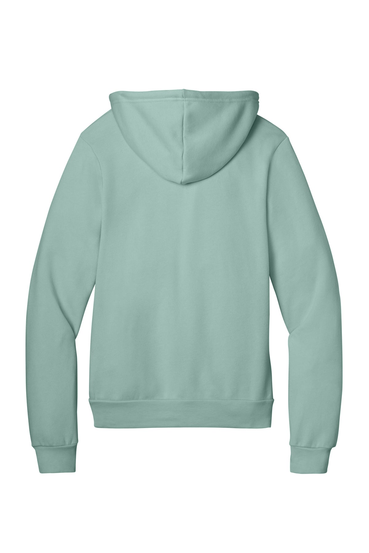 Rear View of DustyBlue BELLA+CANVAS Unisex Sponge Fleece Pullover Hoodie. BC3719