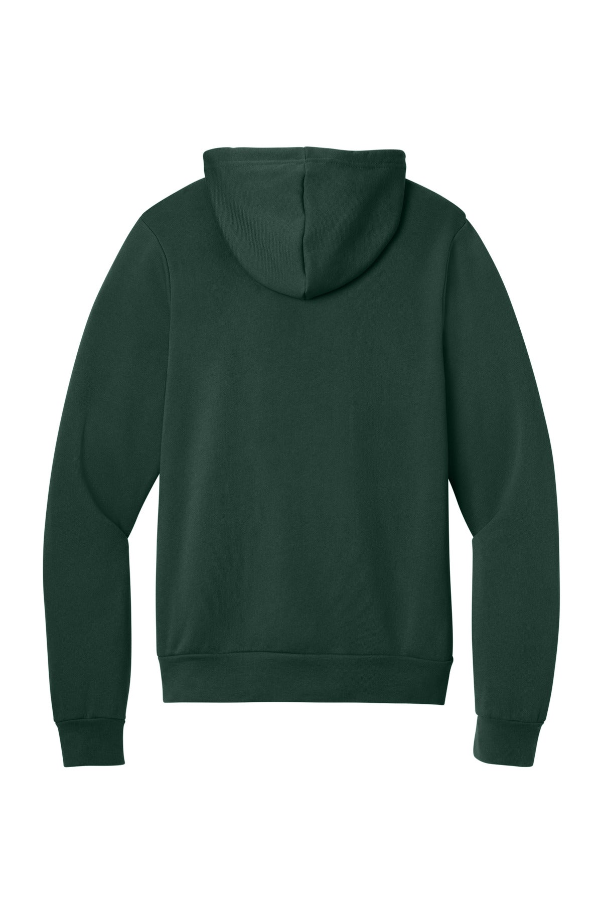 Rear View of FOREST BELLA+CANVAS Unisex Sponge Fleece Pullover Hoodie. BC3719