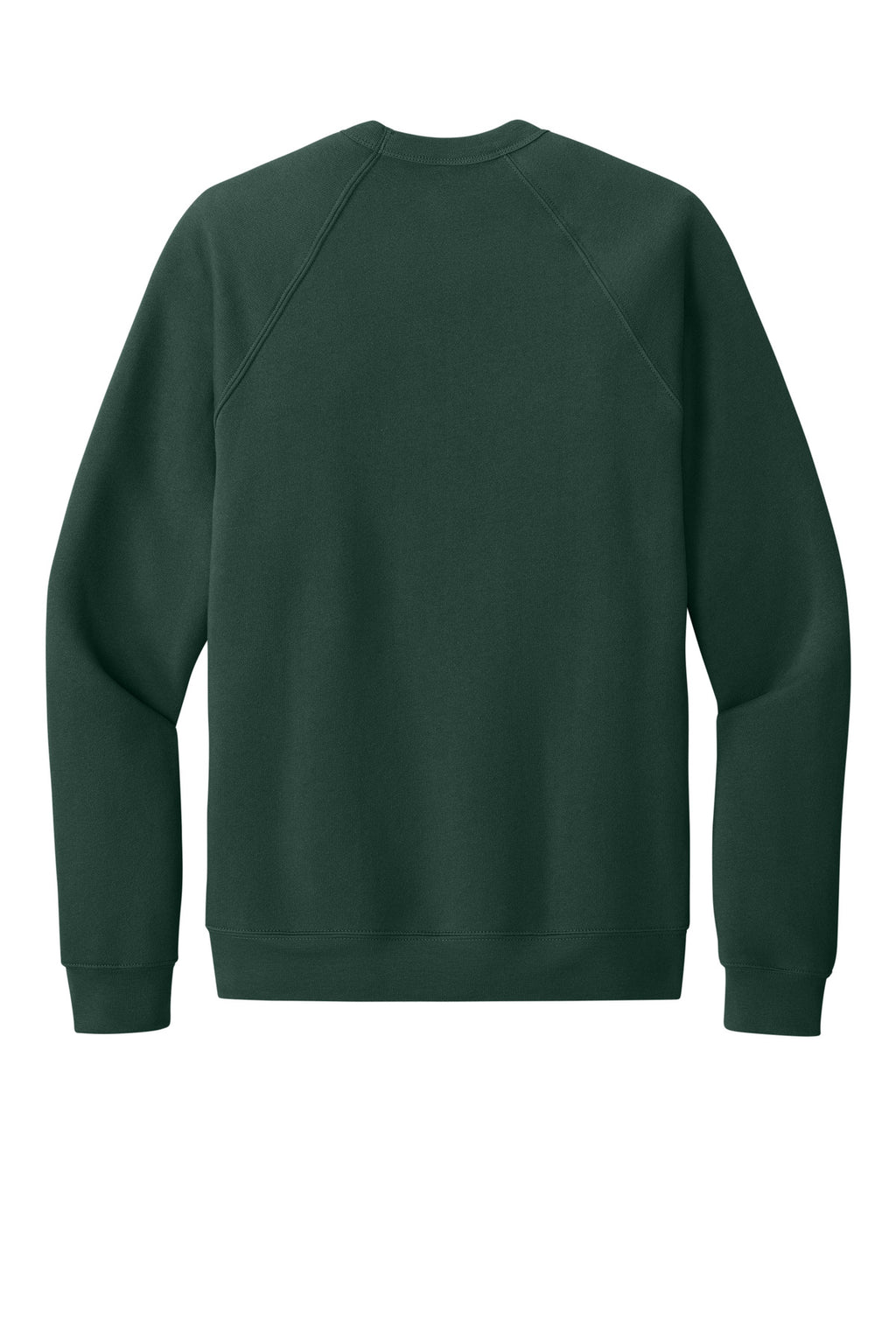 Rear View of Forest BELLA+CANVAS Unisex Sponge Fleece Raglan Sweatshirt. BC3901