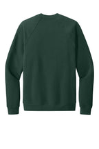 Rear View of Forest BELLA+CANVAS Unisex Sponge Fleece Raglan Sweatshirt. BC3901