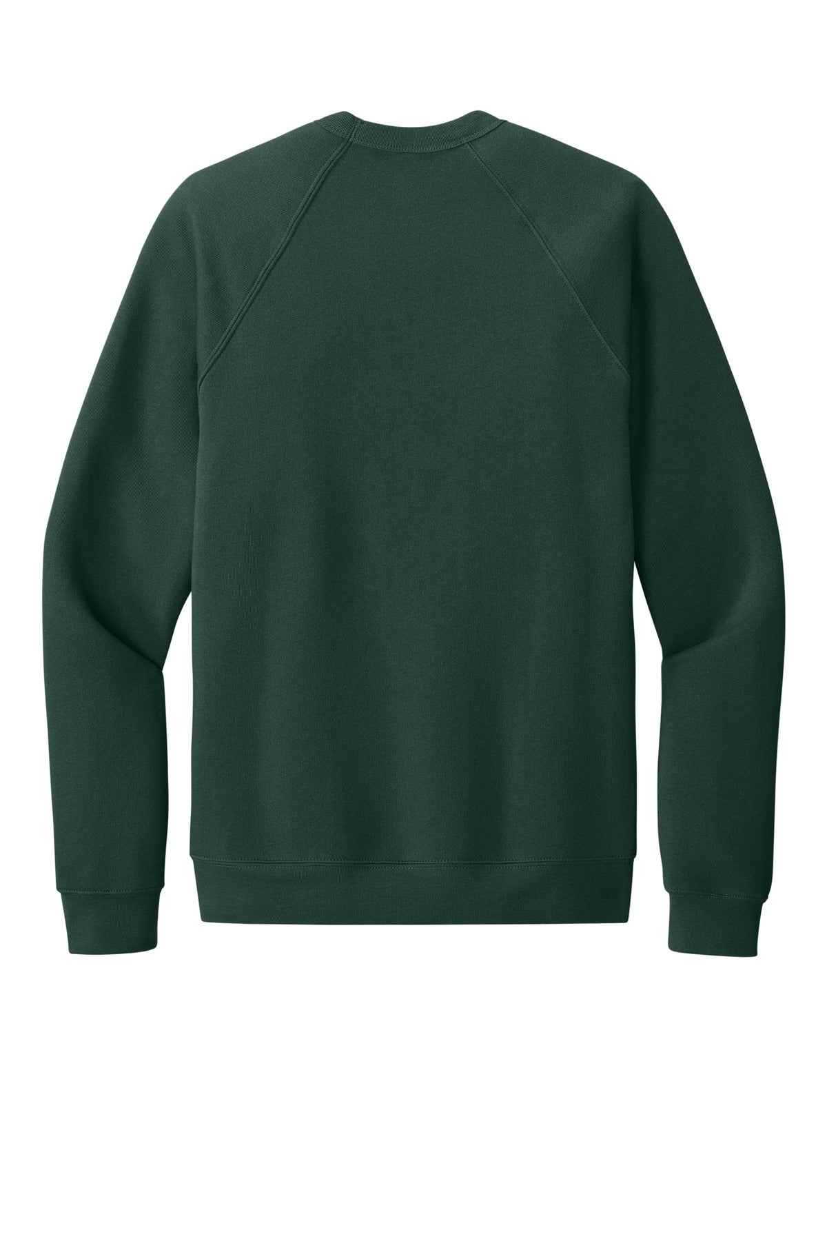 Rear View of Forest BELLA+CANVAS Unisex Sponge Fleece Raglan Sweatshirt. BC3901