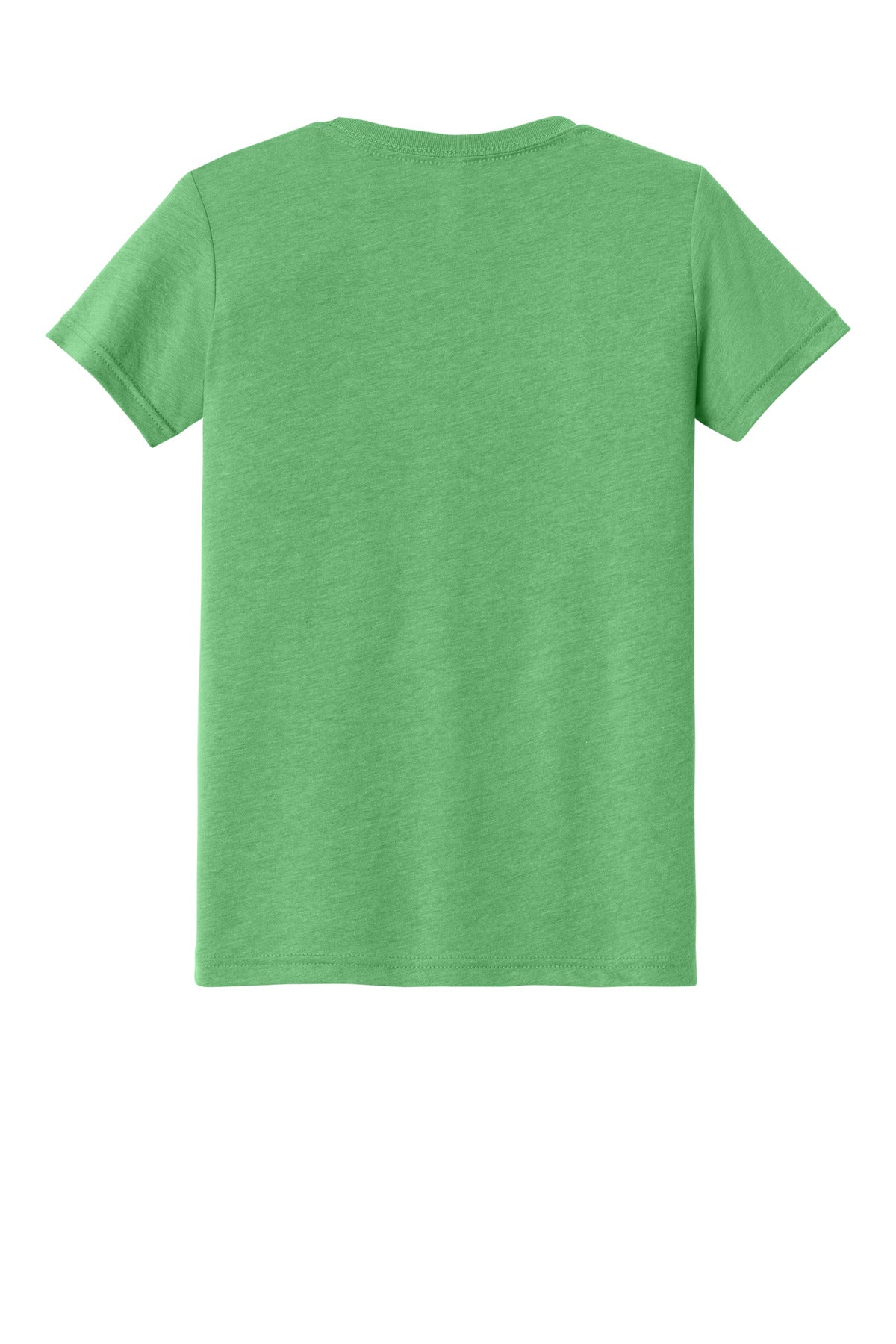 Rear View of Green TB BELLA+CANVAS Youth Triblend Short Sleeve Tee. BC3413Y