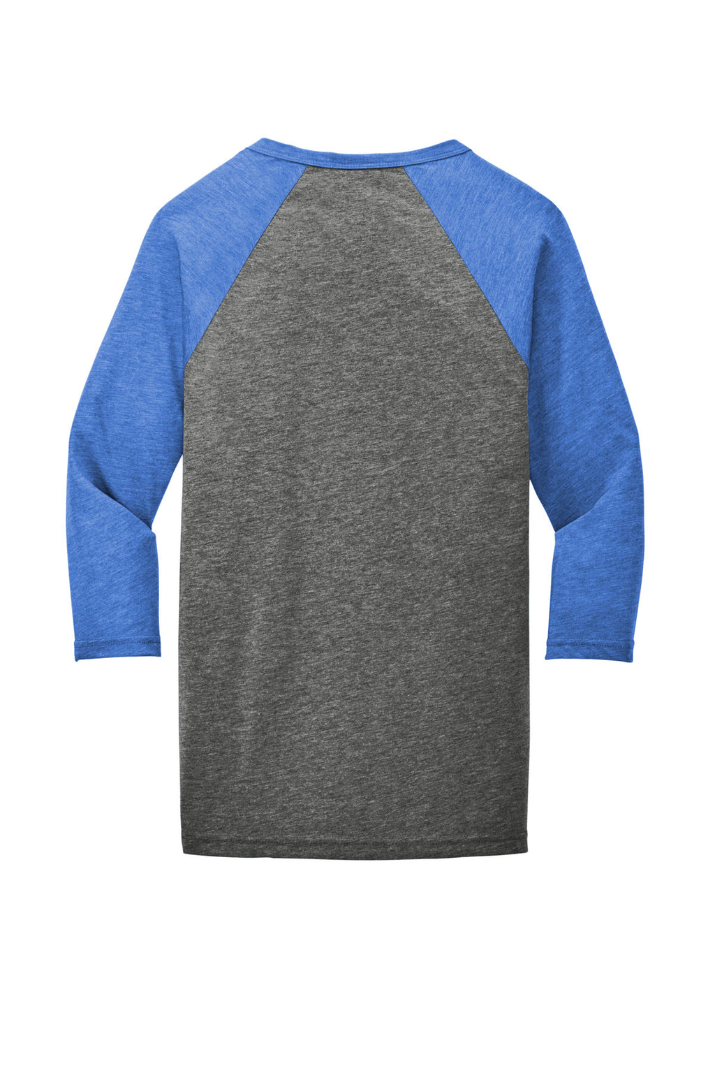 Rear View of Grey/TruRoy TB BELLA+CANVAS Unisex 3/4-Sleeve Baseball Tee. BC3200