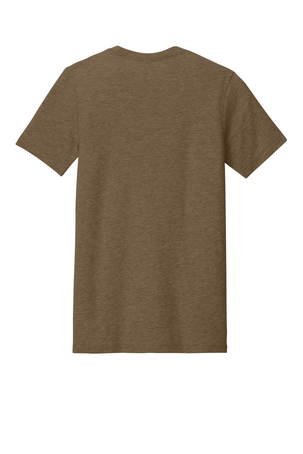 Rear View of Ht Brown BELLA+CANVAS Unisex Heather CVC Short Sleeve Tee. BC3001CVC