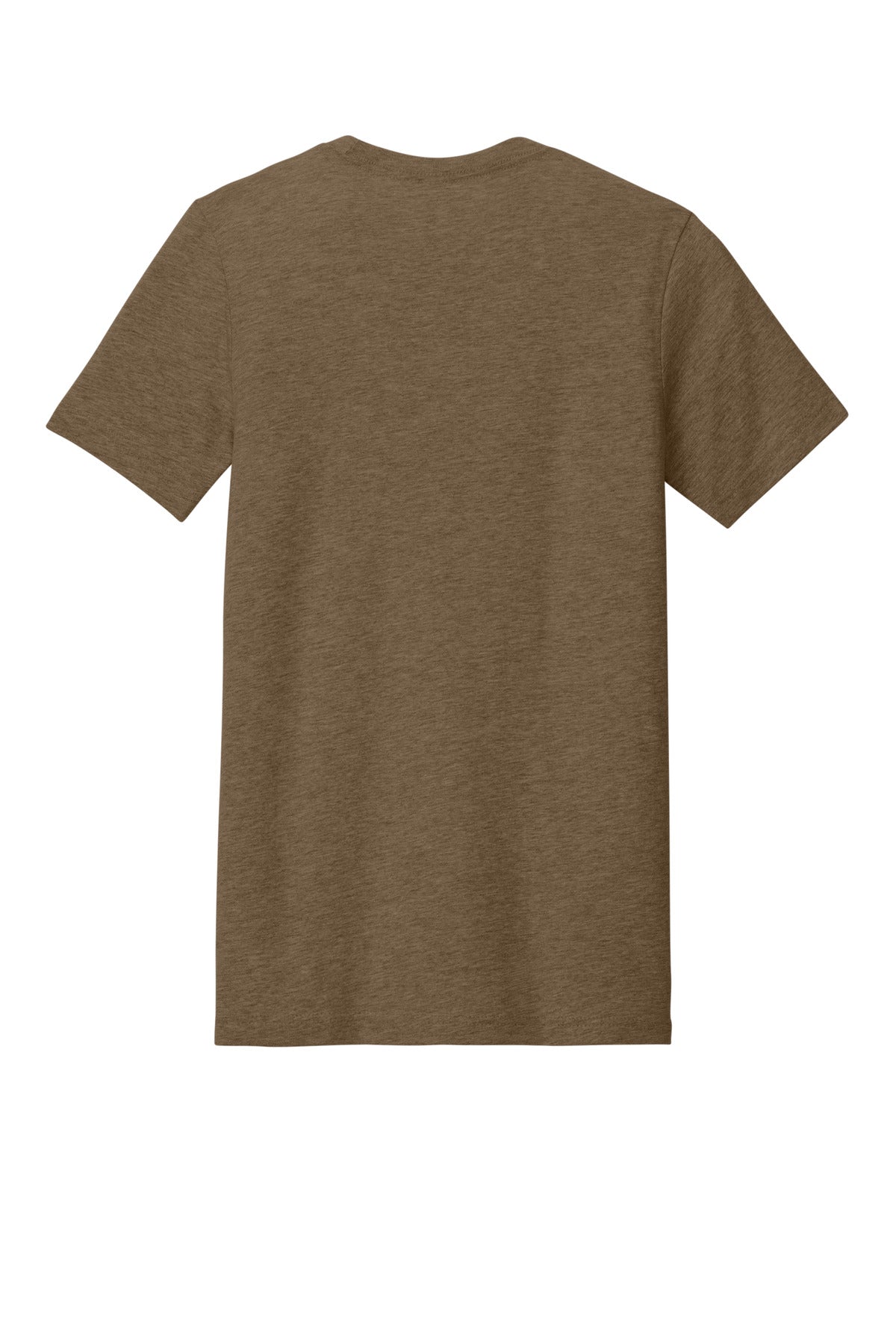 Rear View of Ht Brown BELLA+CANVAS Unisex Heather CVC Short Sleeve Tee. BC3001CVC