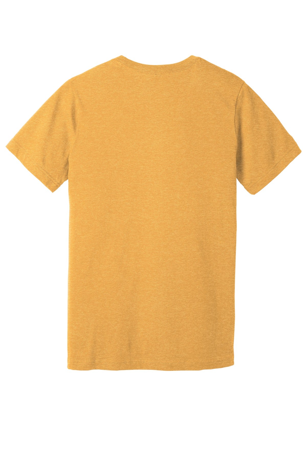 Rear View of Ht Mustard BELLA+CANVAS Unisex Heather CVC Short Sleeve Tee. BC3001CVC