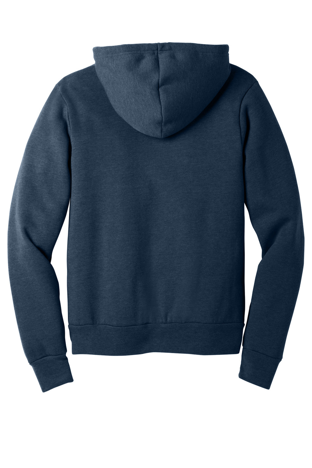 Rear View of Ht Navy BELLA+CANVAS Unisex Sponge Fleece Pullover Hoodie. BC3719