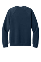 Rear View of Ht Navy BELLA+CANVAS Unisex Sponge Fleece Raglan Sweatshirt. BC3901