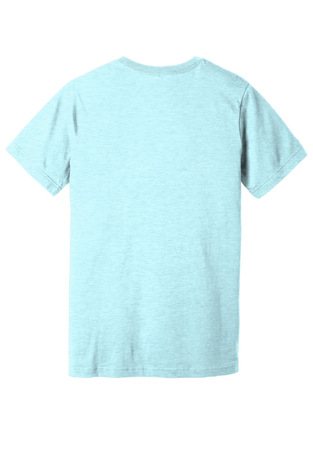 Rear View of Ht Prm Ice Blu BELLA+CANVAS Unisex Heather CVC Short Sleeve Tee. BC3001CVC