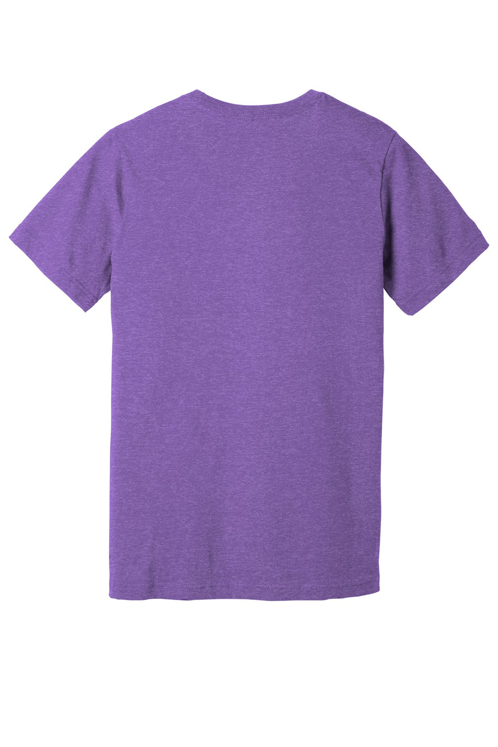 Rear View of Ht Team Purple BELLA+CANVAS Unisex Heather CVC Short Sleeve Tee. BC3001CVC